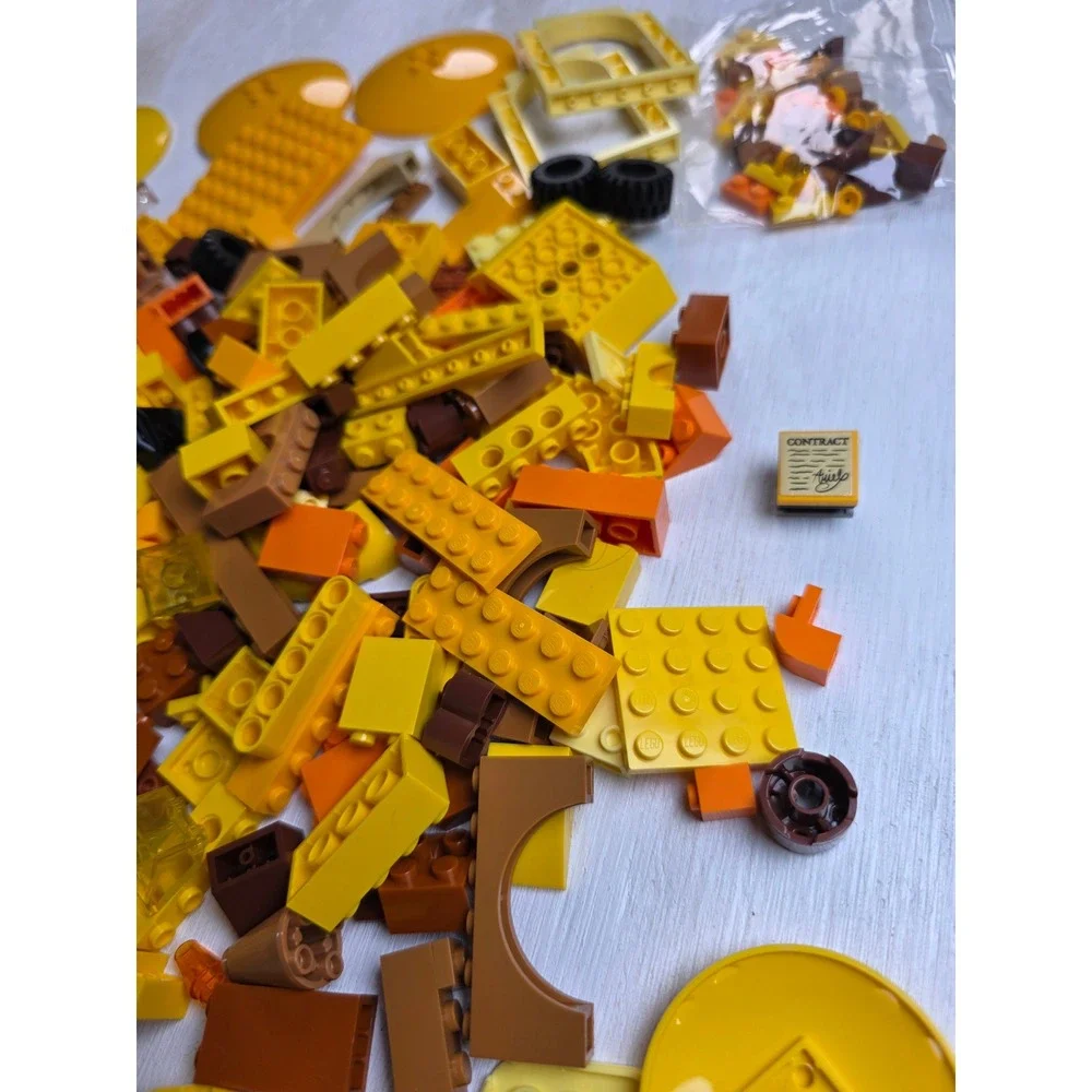 LEGO Bulk Lot Yellow Orange Brown Bricks Specialty Pieces Wheels Honey Pot Tile